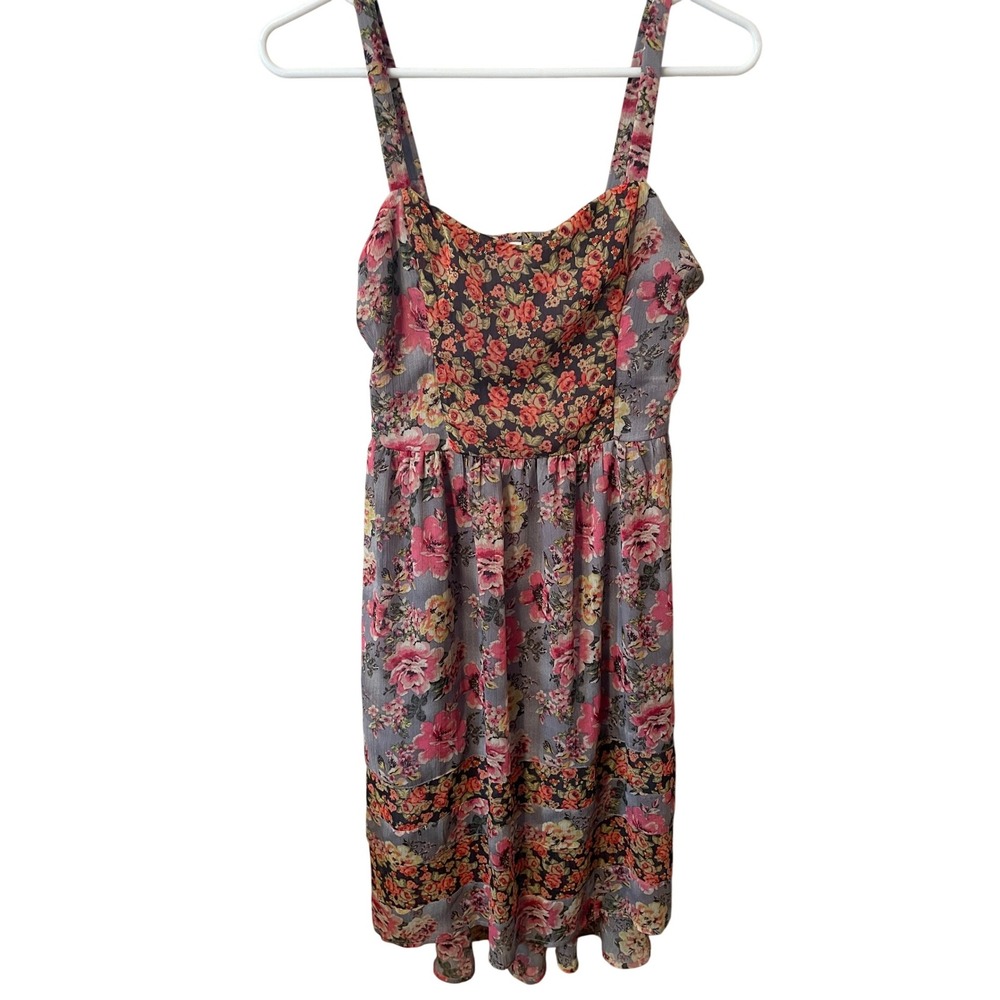 Mudd Floral Print Smocked Back Chiffon Sundress Boho Cottagecore Small